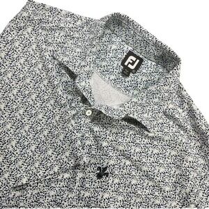 FOOTJOY Mens XL Golf‎ Polo Shirt White Blue Abstract Print Performance
